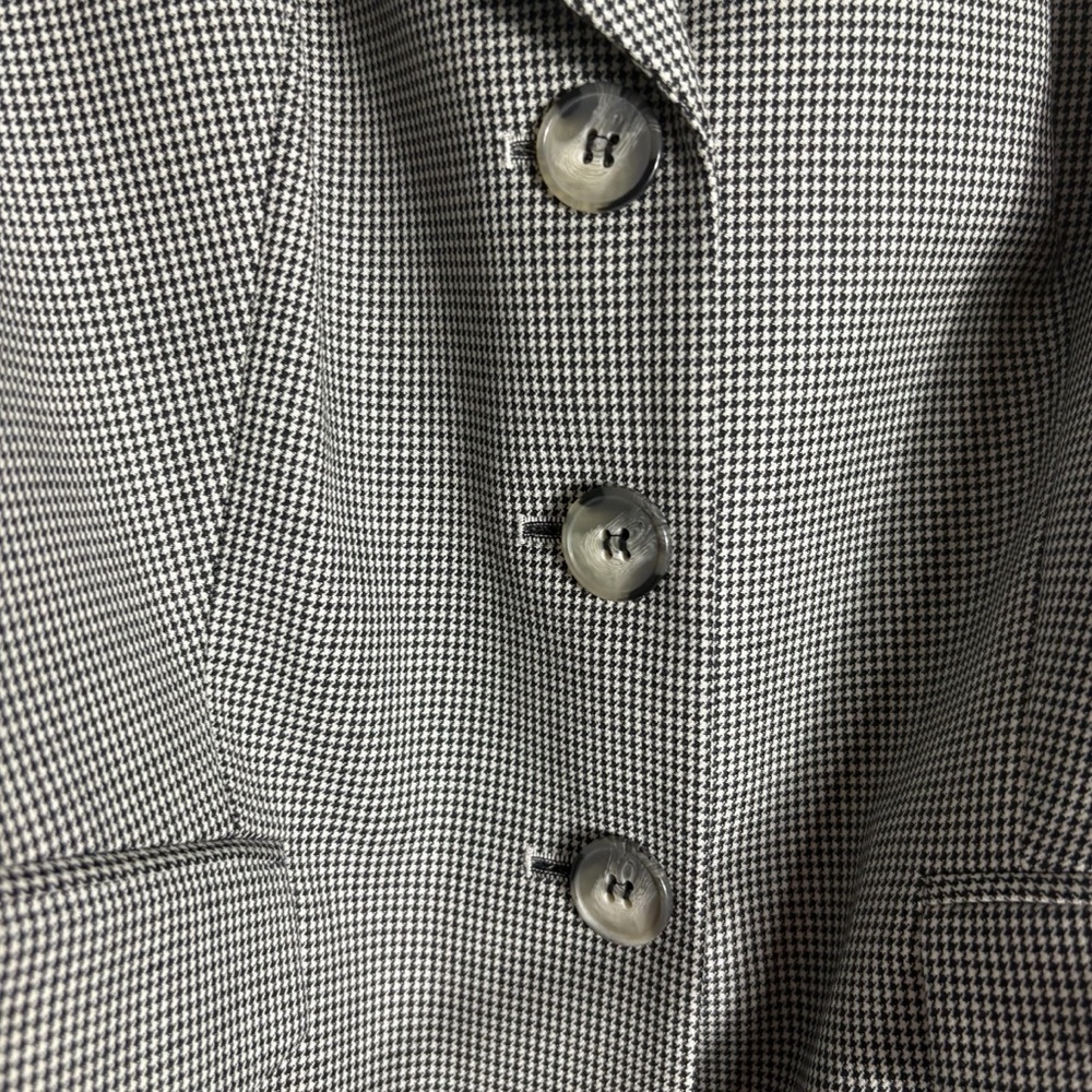 LOFT Wool Houndstooth Belted Blazer Black/White Size 8 —broken button on cuff - Picture 8 of 10
